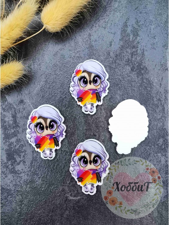 Кабошон-вырубка "Likee Совенок" 2,7*3,8см. (№1)