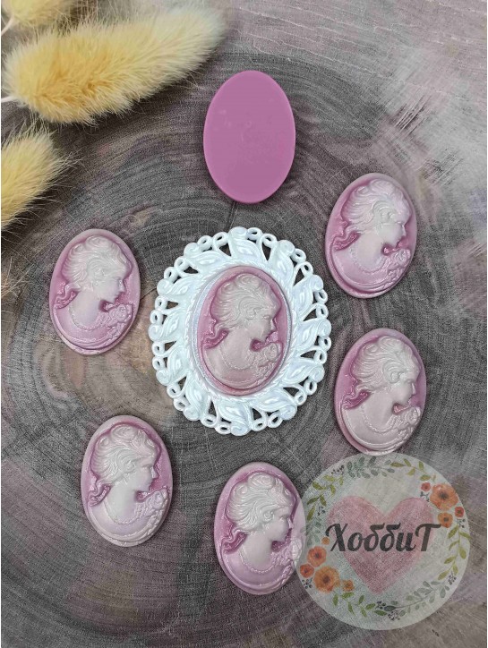 Камея 21*29мм (розовая пенка)
