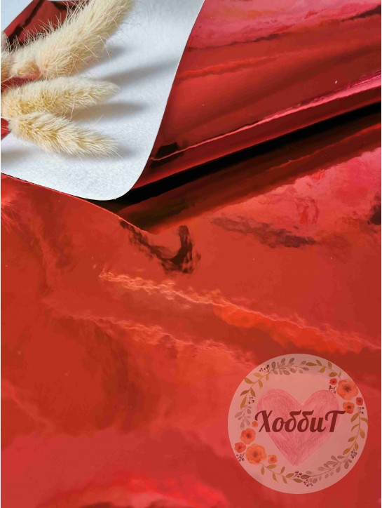 Кожзам "Зеркальный" 21*29,5см. (красный)