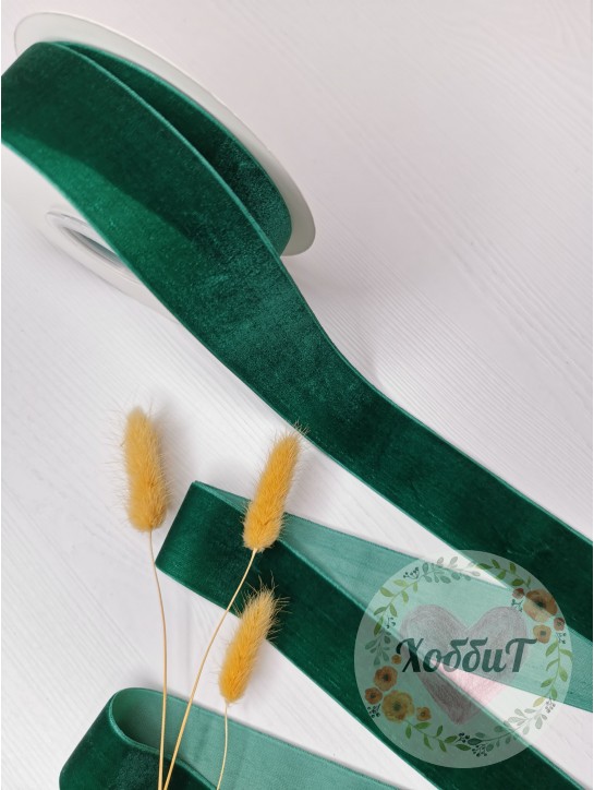 Лента бархатная 4см. (зеленый)