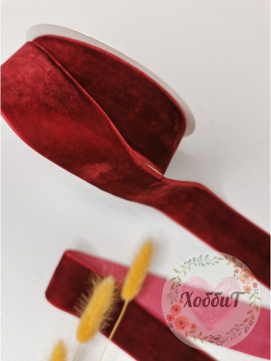 Лента бархатная 4см. (бордовый)