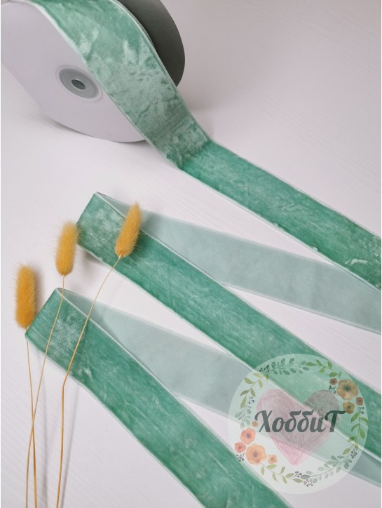 Лента бархатная 4см. (мятный)