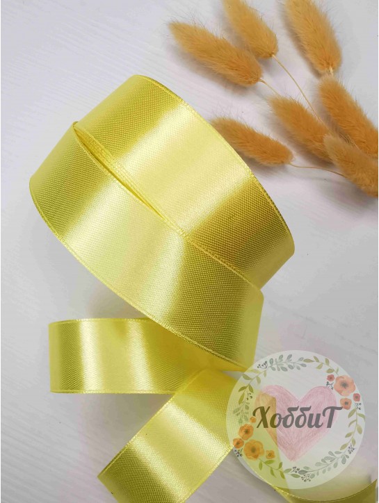 Лента атласная 4см. (желтый) №015
