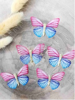 Бабочки шифоновые средние 4,5см. №49 (розовый/голубой)