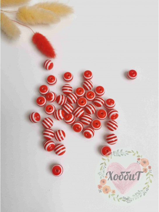 Бусинки 12мм "Полоски" (мультиколор) №5, 10штук