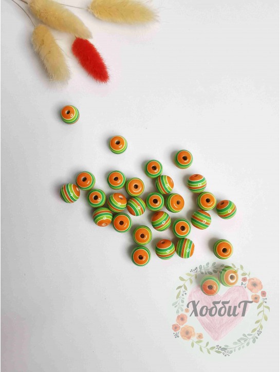 Бусинки 12мм "Полоски" (мультиколор) №10, 10штук