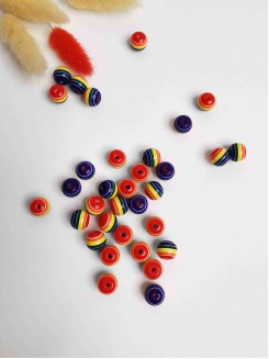 Бусинки 10мм "Полоски" (мультиколор) №9, 10штук