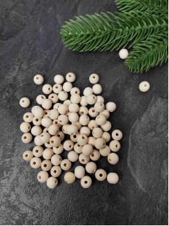 Бусины деревянные 10мм (цвет натуральный), 10 грамм