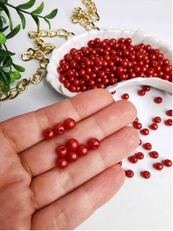 Бусины матовые 6мм (красный)