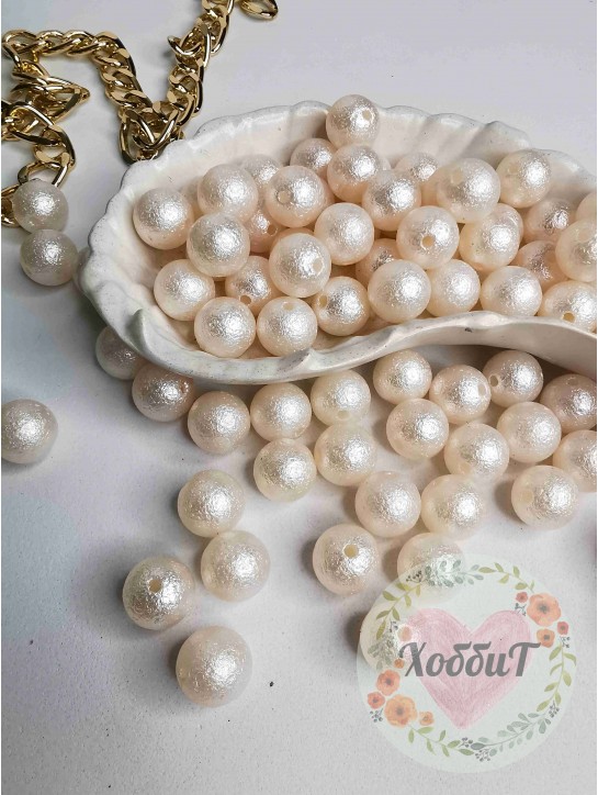 Бусины матовые 12мм (айвори), 20 грамм