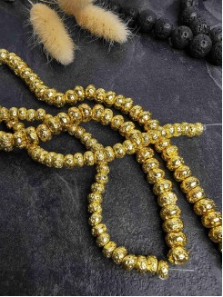 Бусины Лава Рондели 6мм, нить 38см (золото) 