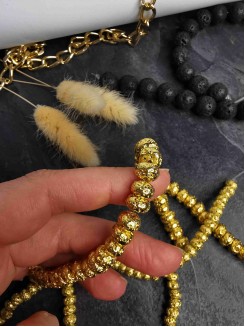 Бусины Лава Рондели 8мм, нить 39см (золото) 