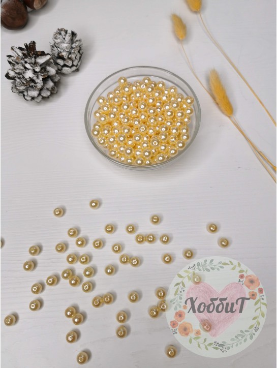 Бусинки 8мм (бежевый), упаковка 10гр.