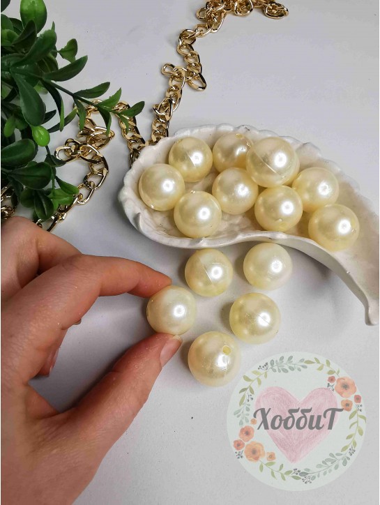 Бусины 22мм (айвори), упаковка 50гр.