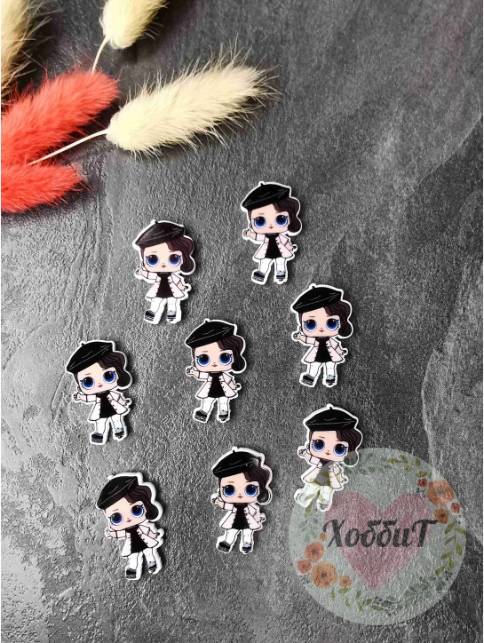 Кабошон-вырубка "Лол в черной шапке" 3*1,8см. №2