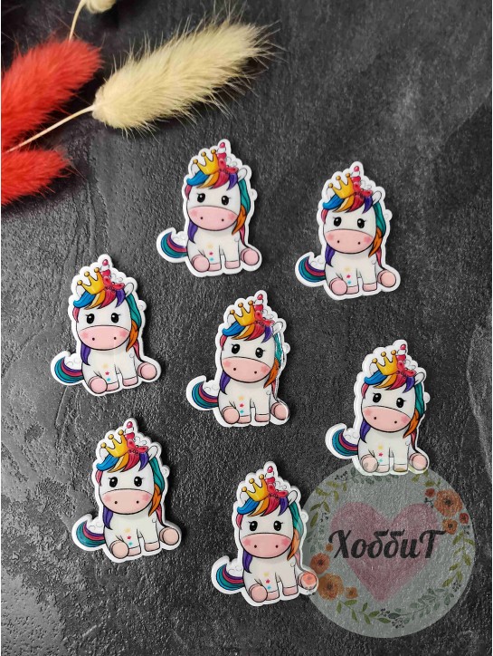 Кабошон-вырубка "Единорог в короне" 2,8*3,5см. №2