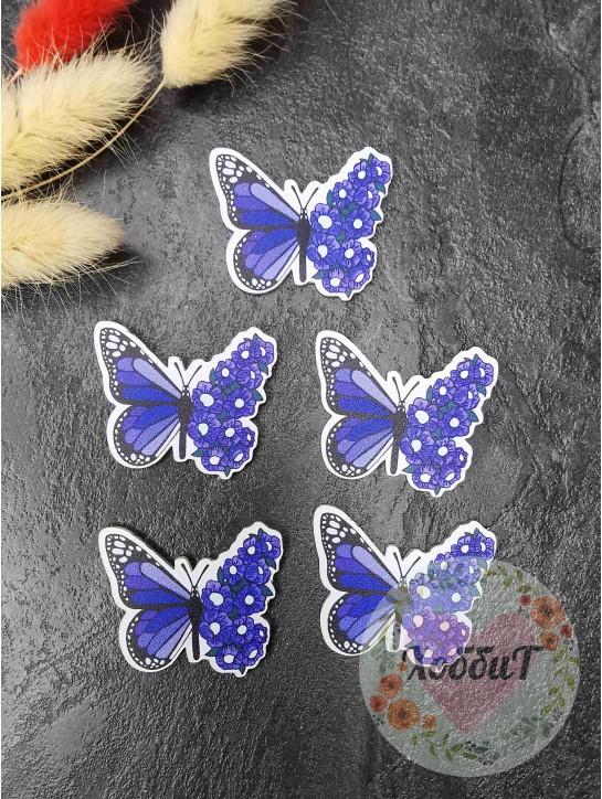 Кабошон-вырубка "Бабочка с цветами" 4*3,5см. №24