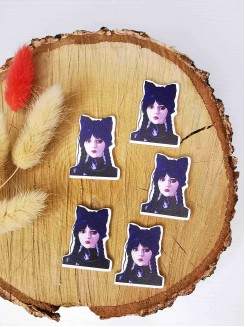 Кабошон-вырубка "Уэнсдэй кошечка" 3,8*3см №5