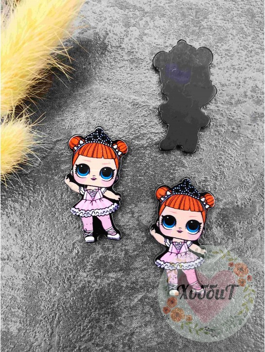 Кабошон-вырубка "ЛОЛ в короне с двумя гульками" 1,9*3,5см.