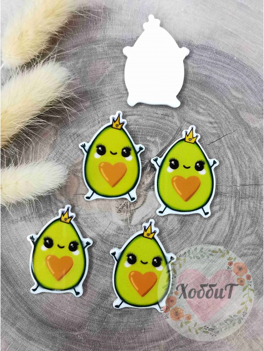 Кабошон-вырубка "Авокадо с короной" 2,7*3,7см.