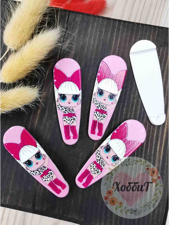 Кабошон-вырубка основа для заколки клик-клак "Куколка Лол" 5,5см.