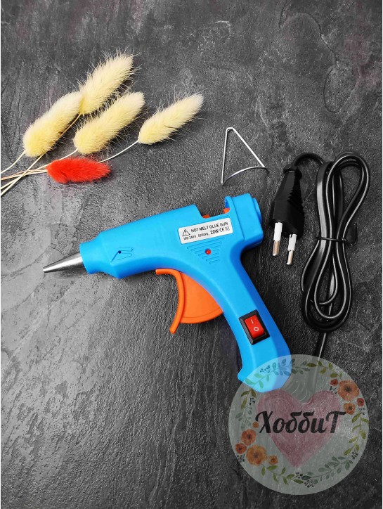 Термопистолет клеевой HSL-217, 20W на клей 7мм. (голубой)