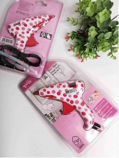 Термопистолет клеевой G018, 20W на клей 7мм. (розовый Горох)