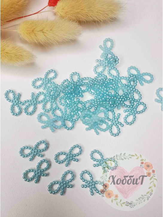 Серединка "Бантик мини" пластик 18*10мм (голубой), 10штук