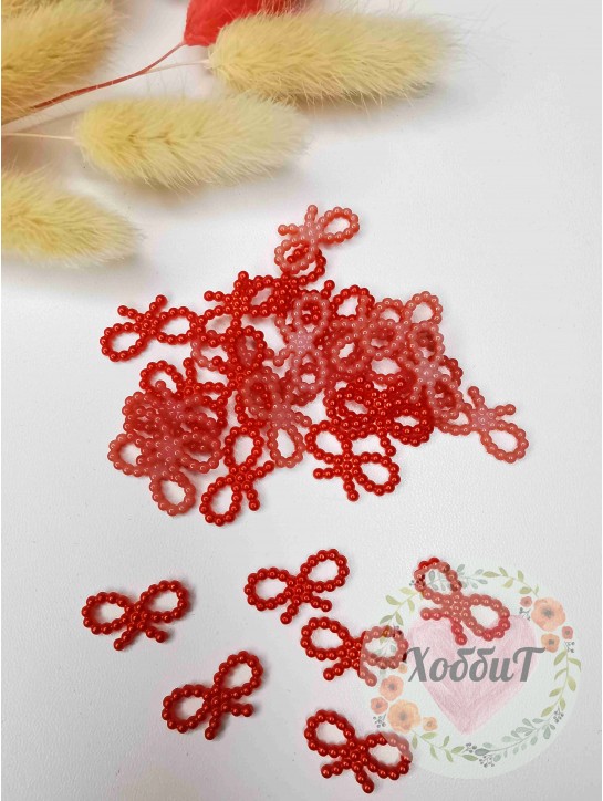 Серединка "Бантик мини" пластик 18*10мм (красный), 10штук