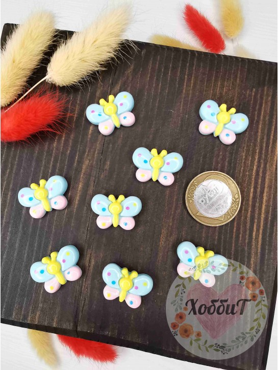 Кабошон "Бабочка" 2,3*1,5см. (голубой)