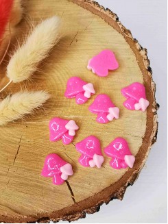 Кабошон "Грибок" 2,1*2,1см (ярко-розовый)