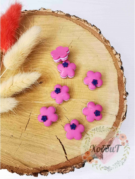 Кабошон "Цветок-печенька" 1,8*1,8см (фукси)