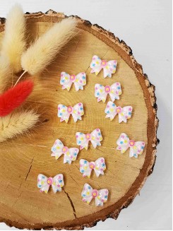 Кабошон "Бантик со звездочками" 1,6*2,1см. (белый)