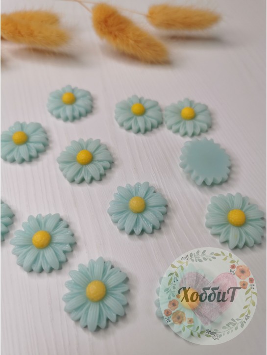 Кабошон "Ромашка" (голубой)