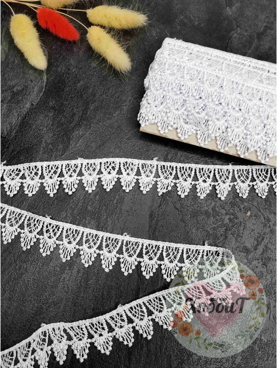 Кружево декоративное 2,5см (белый), ОСТАТОК ОТРЕЗ 1,44 МЕТРА