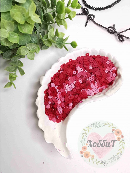 Пайетки круглые 4мм (бордовый), 5 грамм