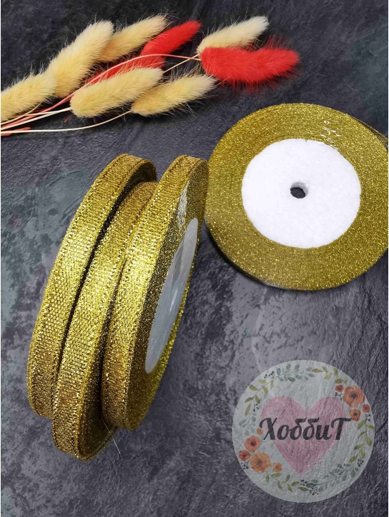 Лента парча 0,6см. (золото), метр