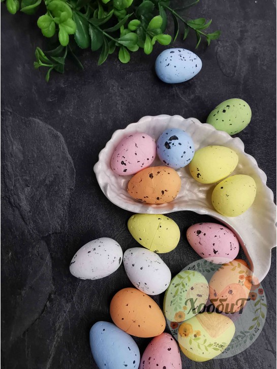 Пасхальный декор "Яйца" 2,5*3,5см (разноцветный), 12штук