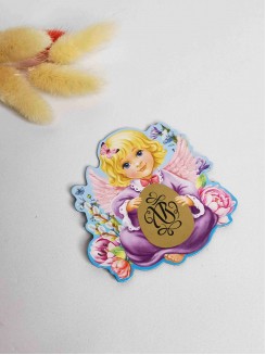 Магнит со скретч-слоем "Пасхальный Ангел" 7*7см.