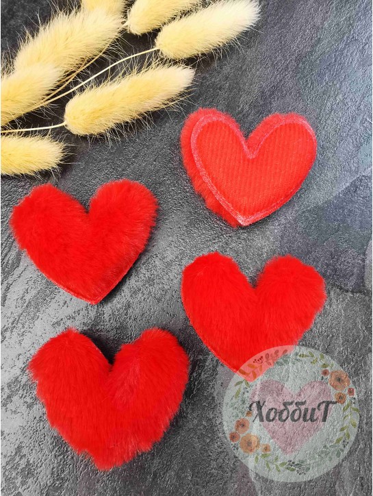 Патч меховой "Сердечко" 5*4см. (красный)