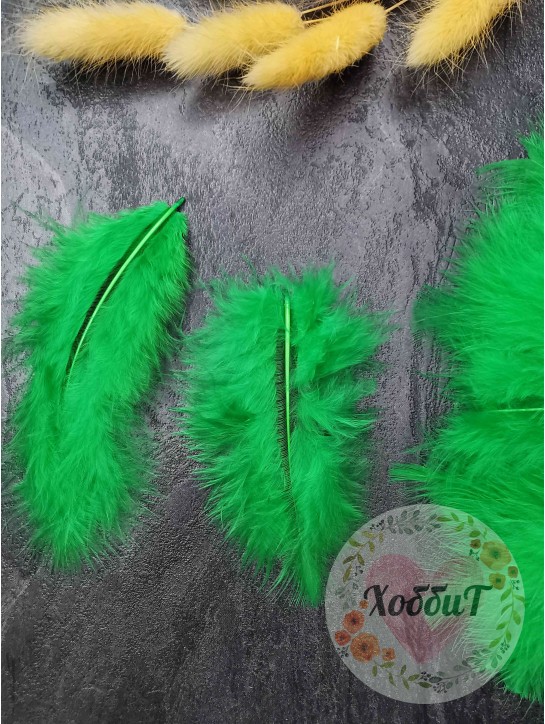 Перья декоративные, упаковка 10 шт. (зеленый)