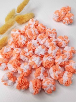 Помпоны декоративные 2,5см. (белый/персиковый), 4 штуки