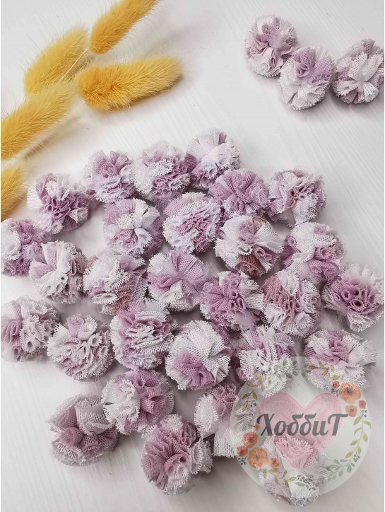 Помпоны декоративные 2,5см. (белый/пенка), 4 штуки