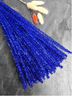 Проволока синельная пушистая металлик, 30см. (синий) 