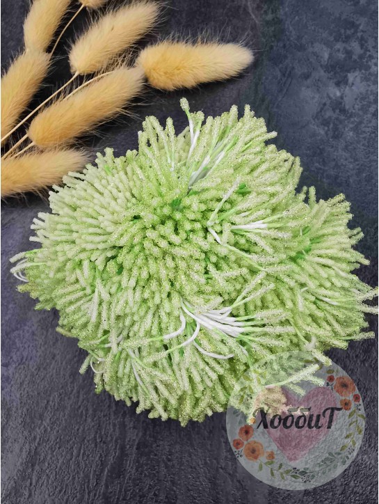 Тычинки засахаренные мелкие на нитке (салатовый) 60шт.