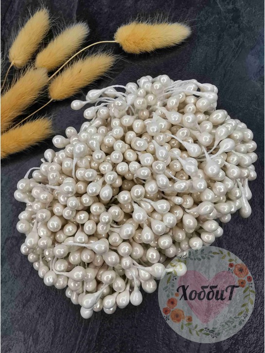 Тычинки крупные на нитке (айвори) 24шт. ОСТАТОК