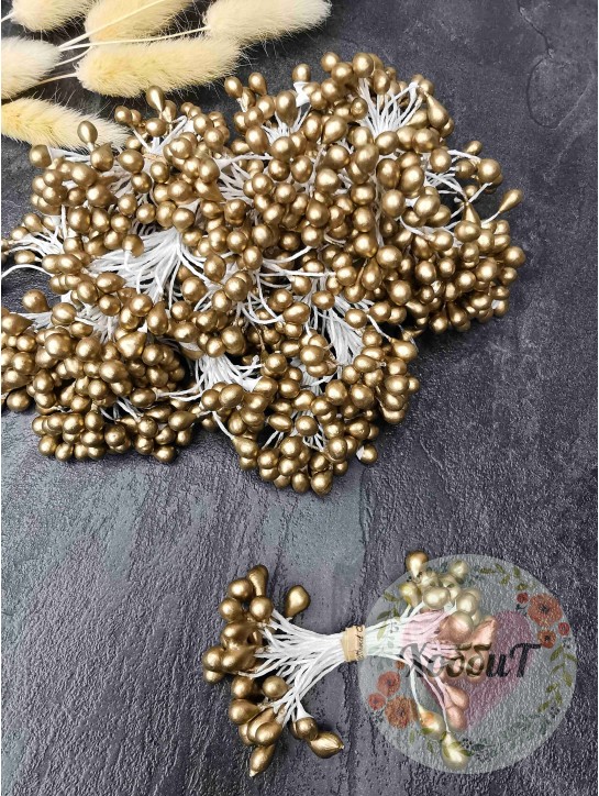 Тычинки крупные на нитке (золото) 30шт.