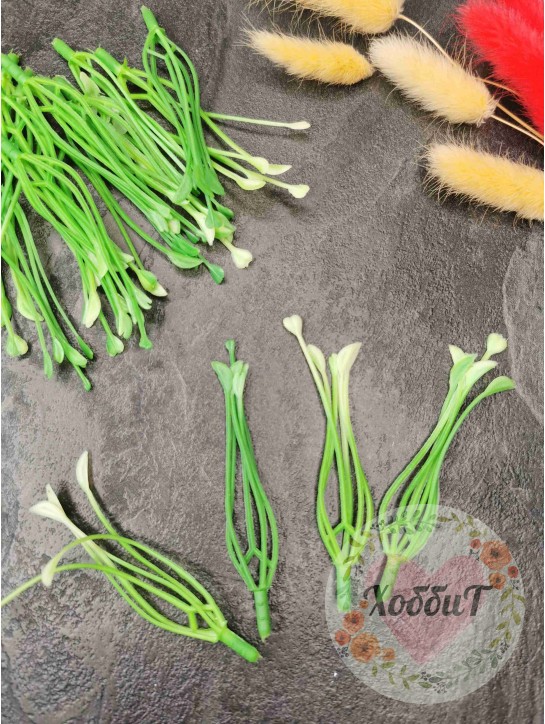 Тычинки-пластик для цветов 8см (светло-зеленый), 10шт.