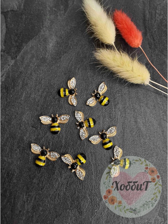 Кабошон флоризель "Оса" металл 2,5*1,7см. (желтый)