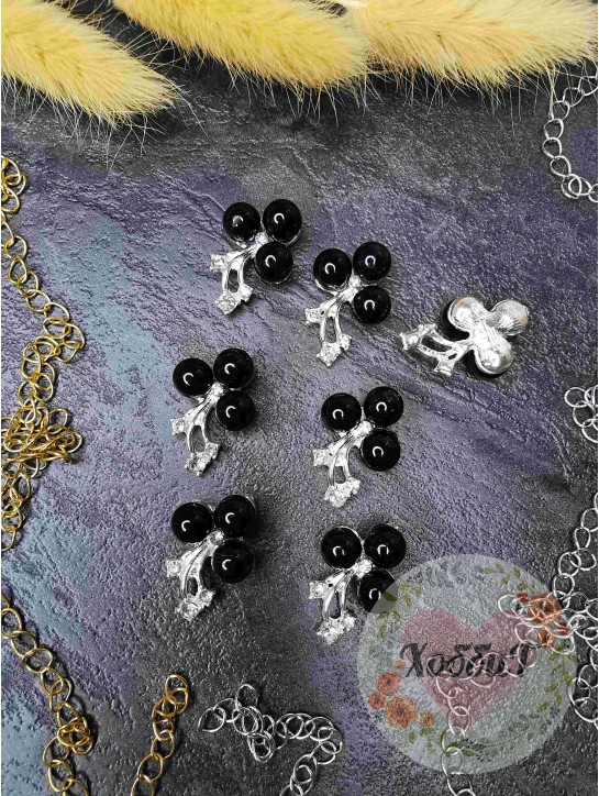 Кабошоны флоризель "Жемчужины, звездопад" металл 15*25мм. (черный)